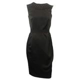 Valentino - Robe sans manches effilée noire en soie perlée - S