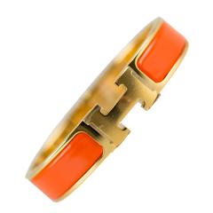 Hermes Bracelet Clic H Orange size PM Plaque Gold 2016