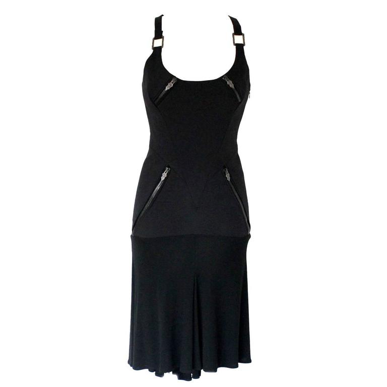 Versace Black Corset Zip Dress For Sale at 1stdibs