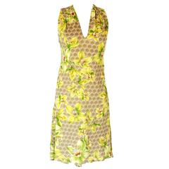 Versace Arabesque Silk Floral Orchid Print Dress 6