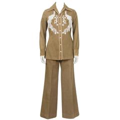 1960's Ladies Hand Beaded Brushed Denim Cowgirl Set 6