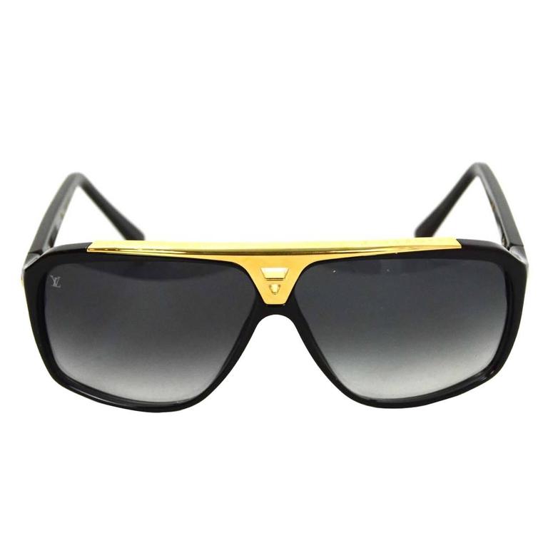 Louis Vuitton Black and Gold-tone Evidence Sunglasses Rt $760 at louis vuitton black evidence sunglasses, louis vuitton evidence sunglasses, louis black and gold sunglasses