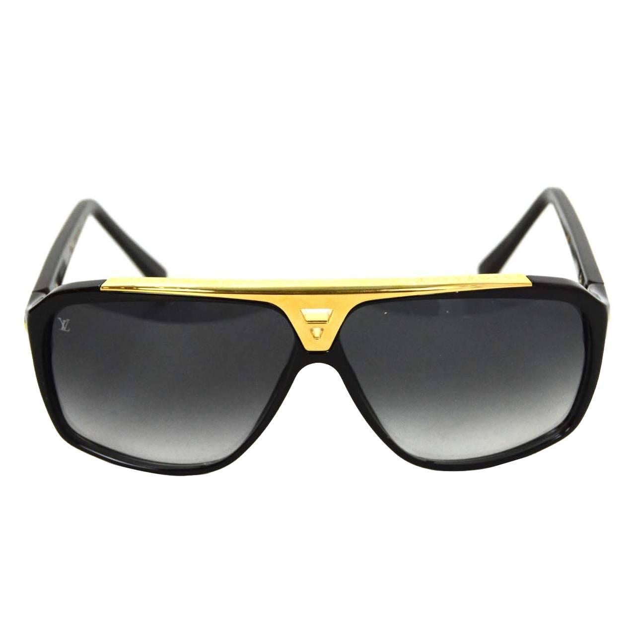 Louis Vuitton Black and Gold-tone Evidence Sunglasses Rt $760