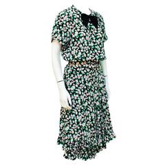 1980's Albert NIpon Floral Silk Day Dress