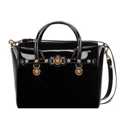 VERSACE Large Signature Bag in Black Patent Leather
