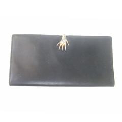 Vintage Gucci Rare Black Leather Hand Clasp Wallet c 1970s 