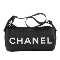 Vintage Chanel Sports Line Black Rubber Shoulder Pouch Bag