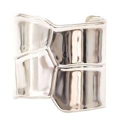Hermès Silver Croco Embossed Cuff