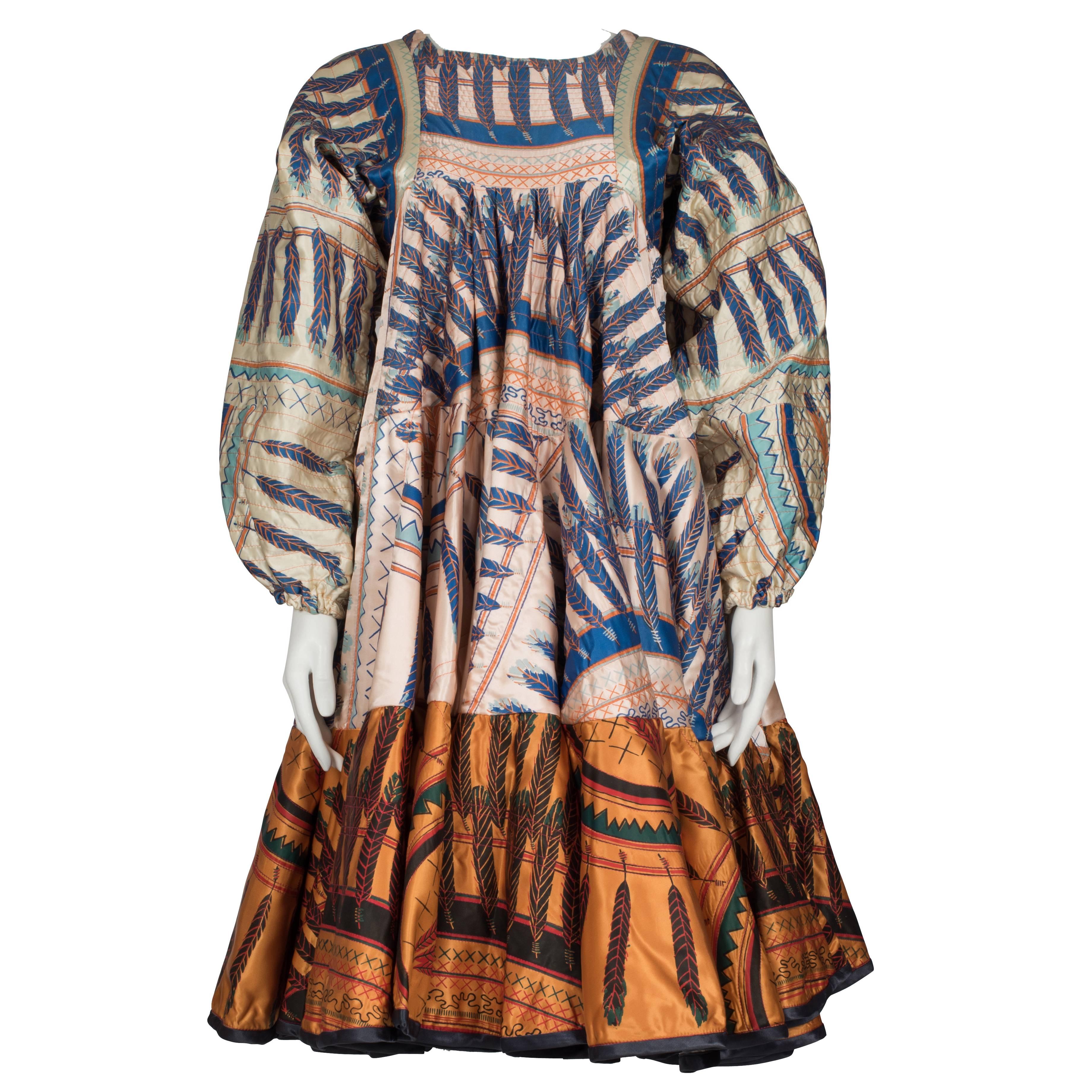 1970 Zandra Rhodes Quilted 'Indian Feathers' Dress For Sale