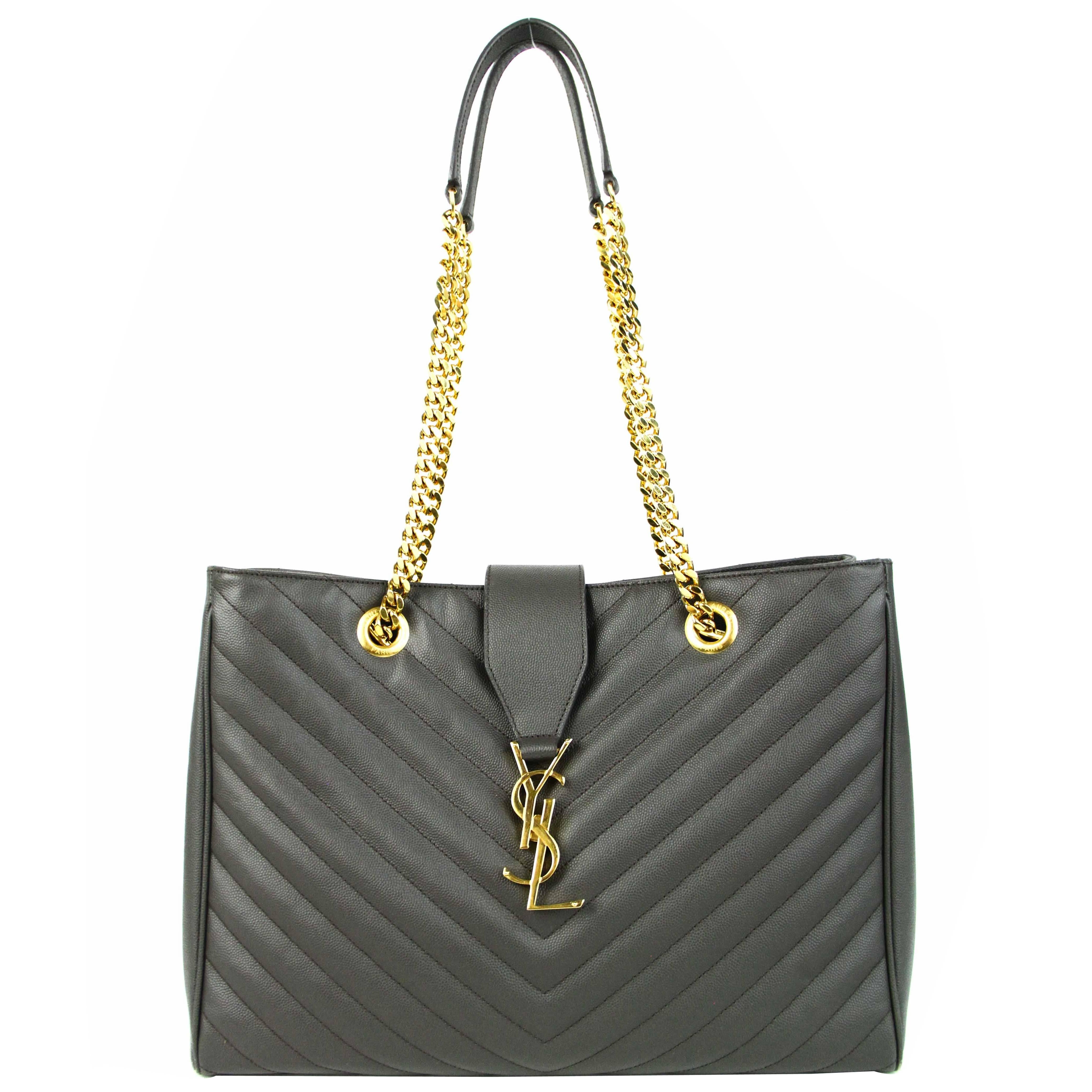 Yves Saint Laurent YSL Large Matelasse Monogram Chevron Tote