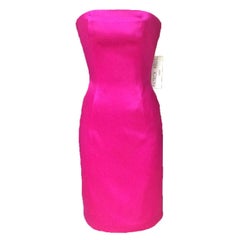 Patrick Kelly Pink Satin Strapless Pencil Cut Cocktail Dress, 1980s