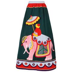 Rizkallah for Malcolm Starr Felted Wool Maxi Skirt w/Elephant & Rider