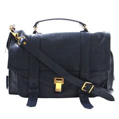 Proenza Schouler PS1 Large Lux Messenger Bag- Midnight Blue Leather 2