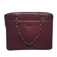 Chanel Maroon Leather Handbag 