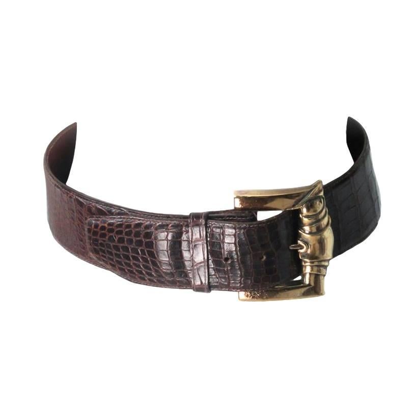 1990s  Barry KIESELSTEIN-CORD wide sterling silver buckle alligator belt