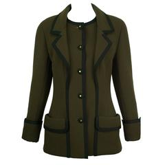 Chanel Olive Wool Ribbon Jacket 38 7
