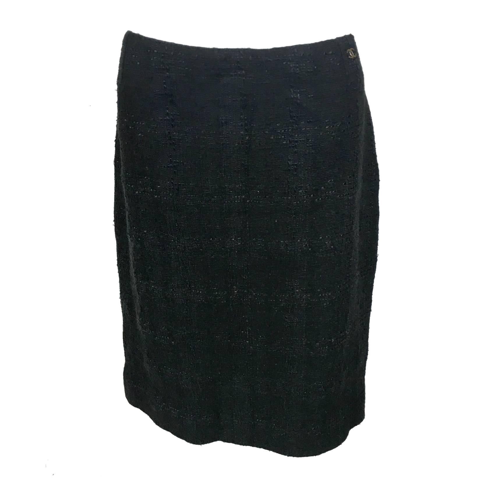 Chanel Black Boucle Skirt