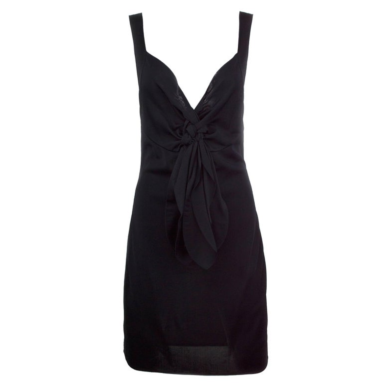 Chanel Black Jersey Fitted Cocktail Dress 42 at 1stDibs