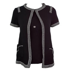 Chanel: schwarzer Metallic-Pullover, 2 Teile, Twinset, 36