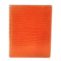 HERMES Globetrotter Agenda Orange FEU Porosus Crocodile 12