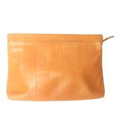 Vintage Fendi orange brown genuine leather mini document bag, clutch purse.