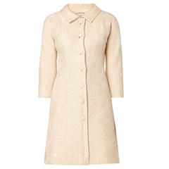 Retro Balenciaga haute couture beige coat dress, Spring/Summer 1964