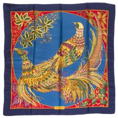 Salvadore Ferragamo Silk Twill Peacock Scarf