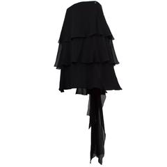 Chanel Black Chiffon Ruffle Train Skirt 38 6