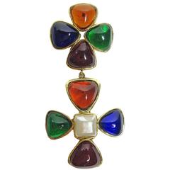 Chanel Large Gripoix Poured Glass Brooch / Pendant Necklace Season 26 3