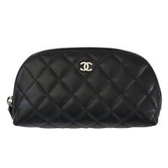 Chanel Lambskin Black Quilted SHW Small MakeUp Case No. 16
