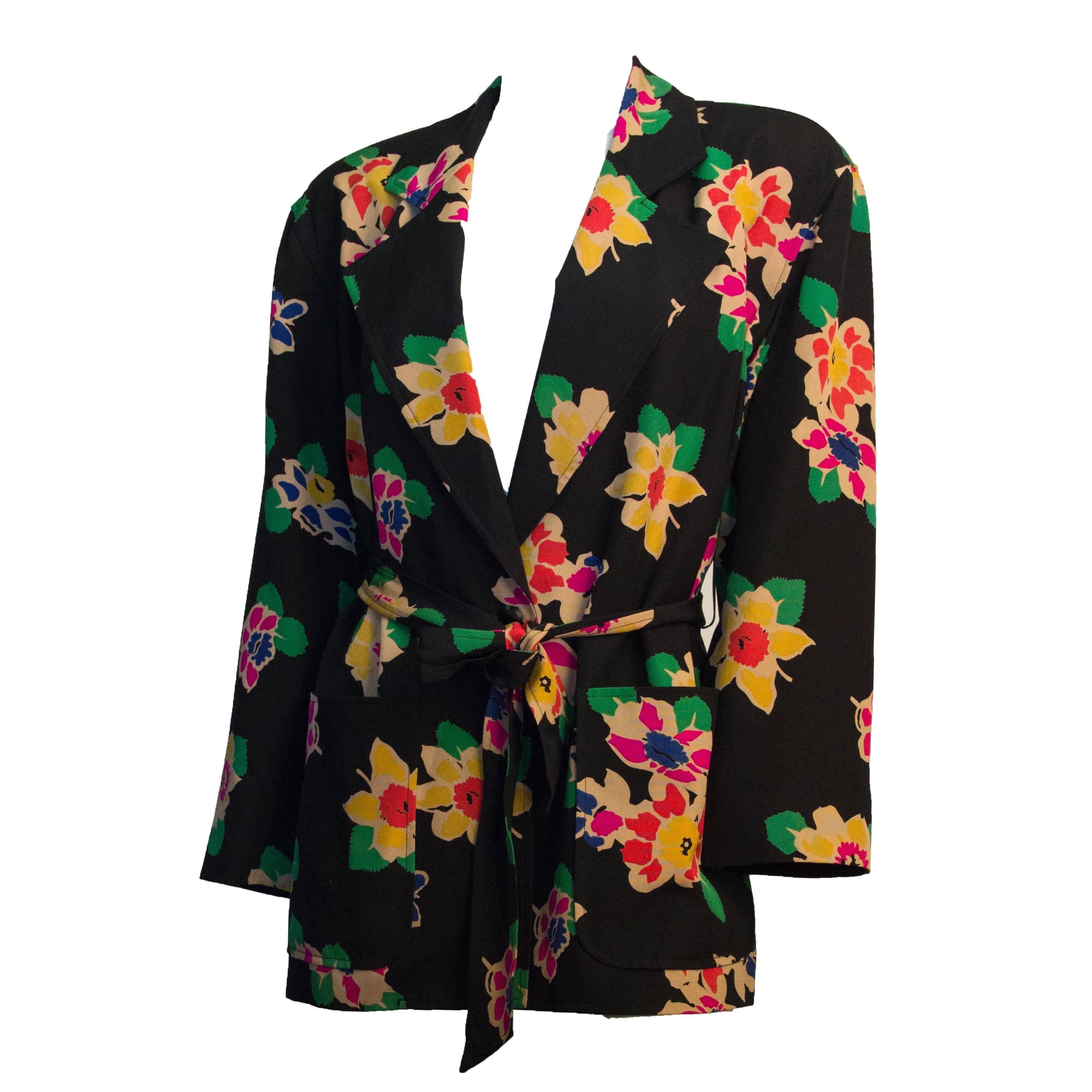 80s Ungaro Ter Silk Soie Floral Jacket