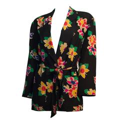 80s Ungaro Ter Silk Soie Floral Jacket 10