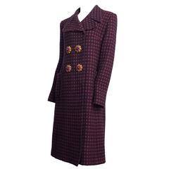Miu Miu Purple Tweed Double Breasted Coat