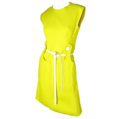 Vintage Early 1960s Pierre Cardin Linen Dress Large Pockets