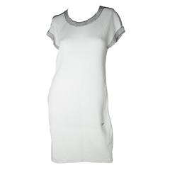 Chanel White Knit Sweater Dress Mesh Trim 11