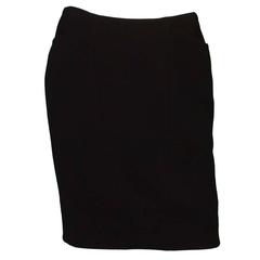 Chanel 1997 Black Wool Skirt Sz 42