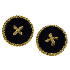 Classic Chanel Onyx Ear Clips