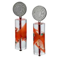 Hermes Lucite Fish Ear Clips