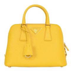 Prada Yellow Mini Promenade Saffiano Bag with GHW and Dust bag