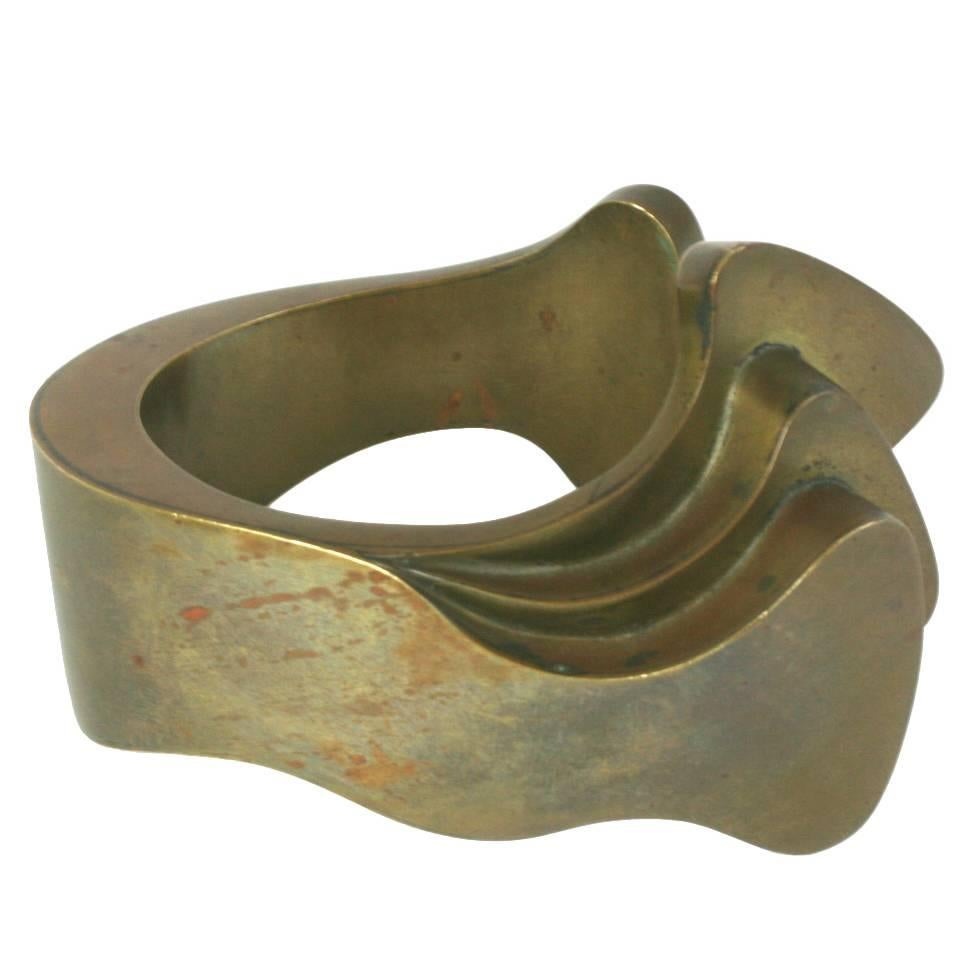 Extraordinary Modernist Biomorphic Artisan Cuff For Sale