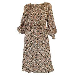 c.1974 Emmanuelle Ungaro Haute Couture Silk Print Dress 9
