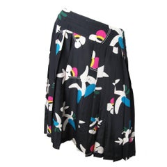 Chanel Silk Pleated Printed Skirt 