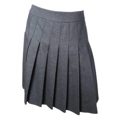 Chanel Charcoal Wool Pleated Skirt  