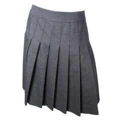 Chanel Charcoal Wool Pleated Skirt 9
