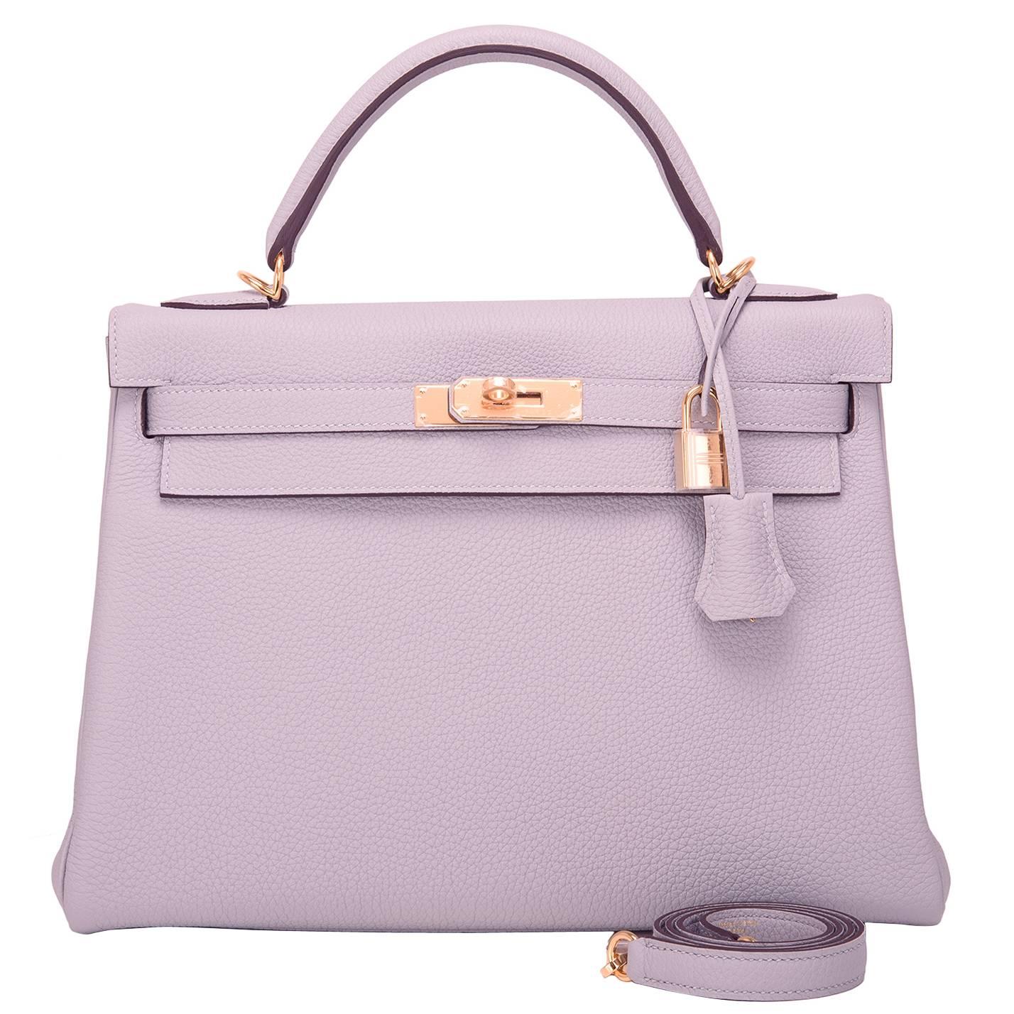 Hermes Blue Glacier Togo Retourne Kelly 32cm Gold Hardware