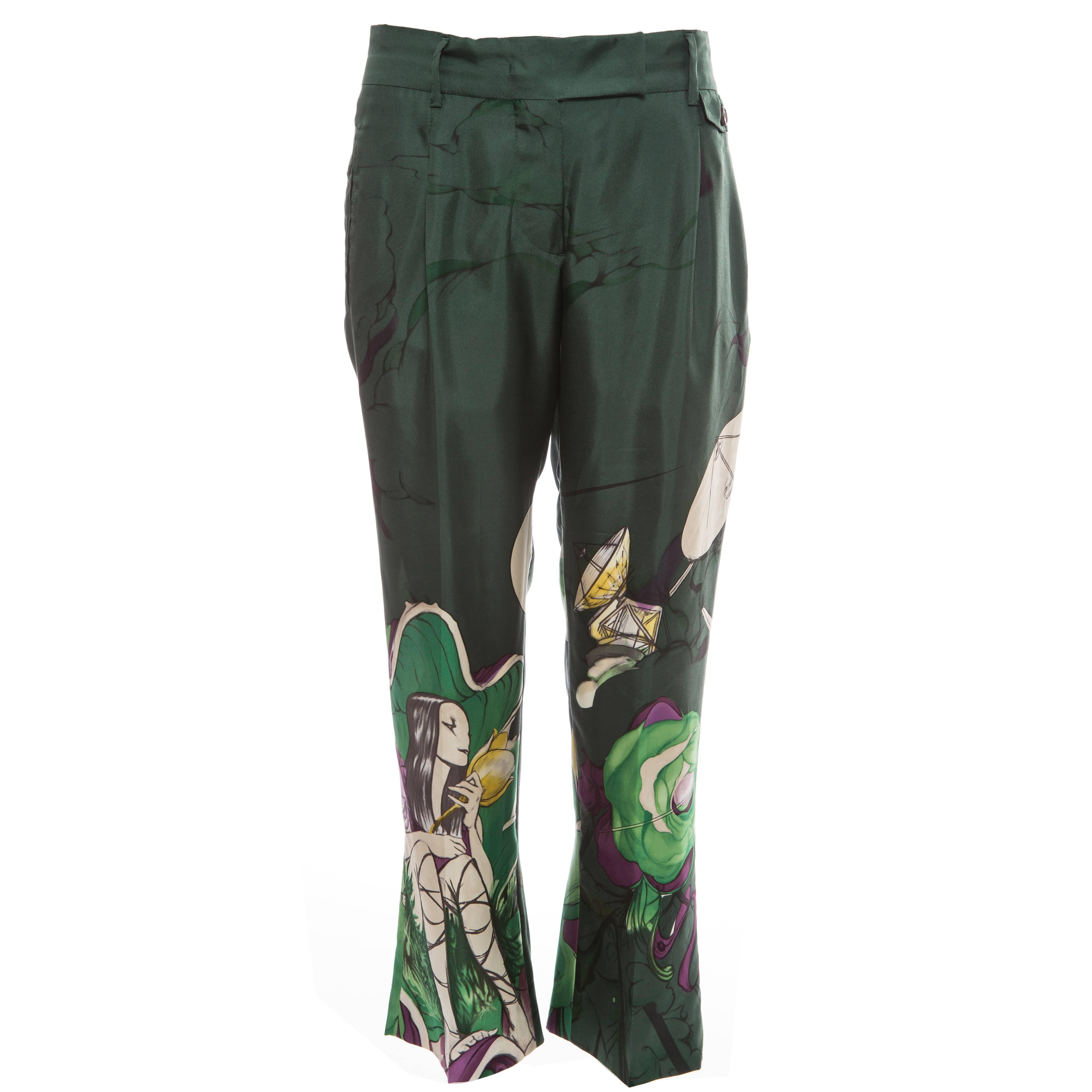 Prada Silk Cropped Pants With James Jean Fairy Print, Spring - Summer 2008