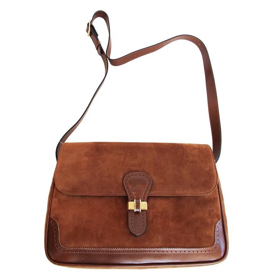 1983 Salvatore Ferragamo Brown Suede Shoulder bag For Sale