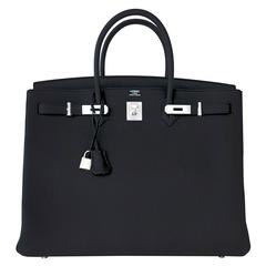 Hermes Black 40 Togo Palladium Hardware Eine Briefmarken-Birkin-Tasche