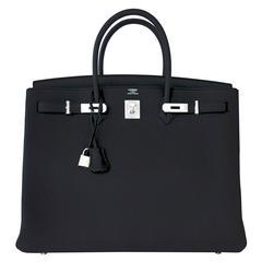 Hermes Black 40 Togo Palladium Hardware A Stamp Birkin Bag