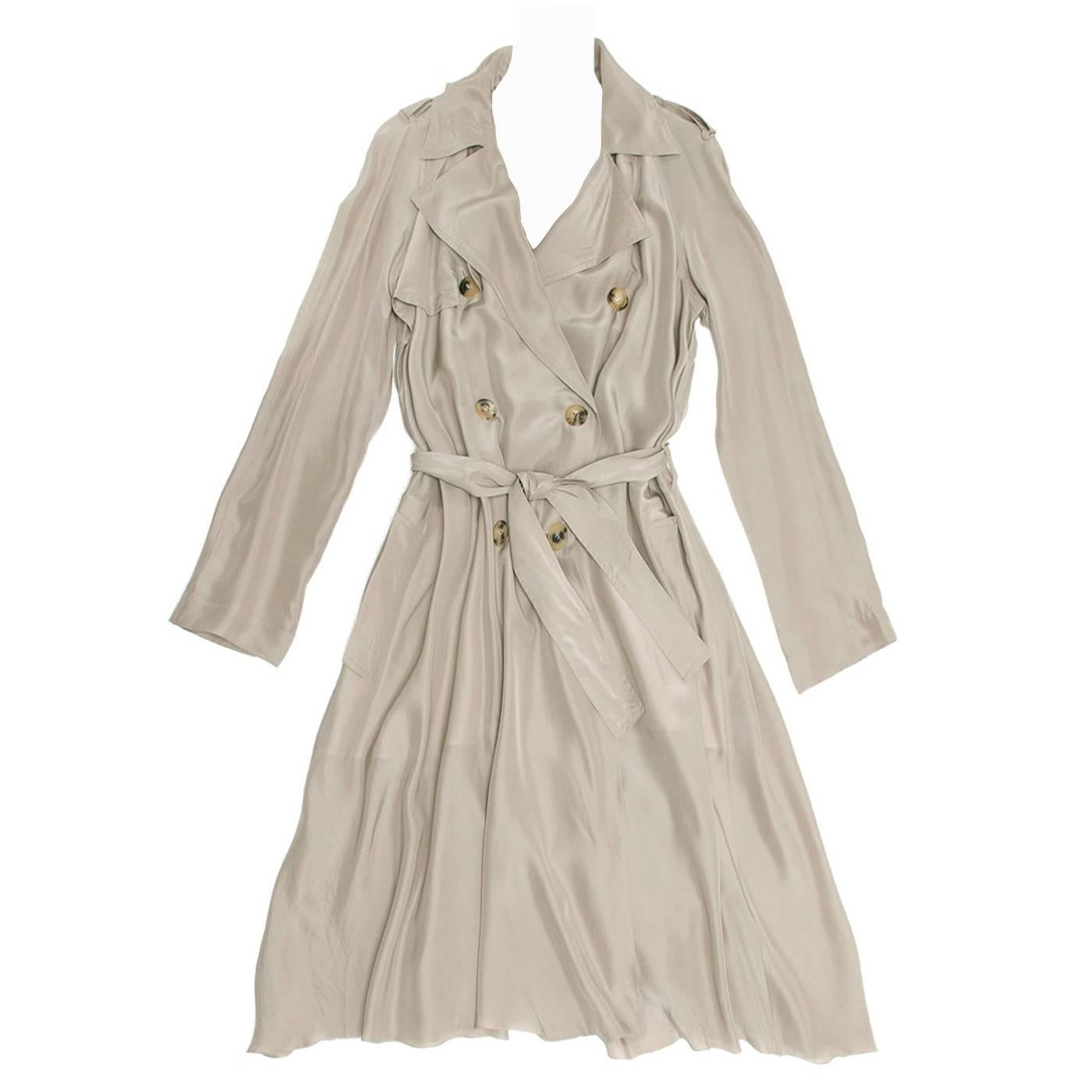 Lanvin Taupe Silk Trench Coat